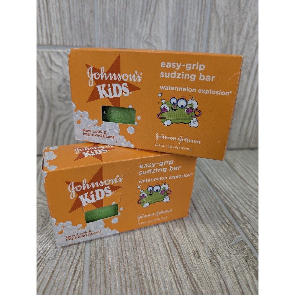 Johnson's Kids Easy Grip Sudzing Soap Bar Watermelon Explosion 2.46oz Lot Of 2